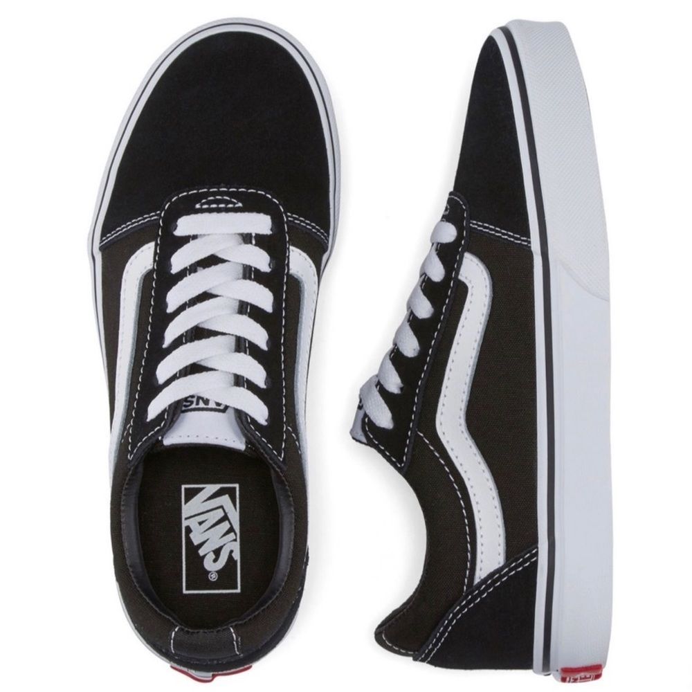 Vans Kids' Old Skool Ward Low-Top Sneakers, (Suede/Canvas) Black White